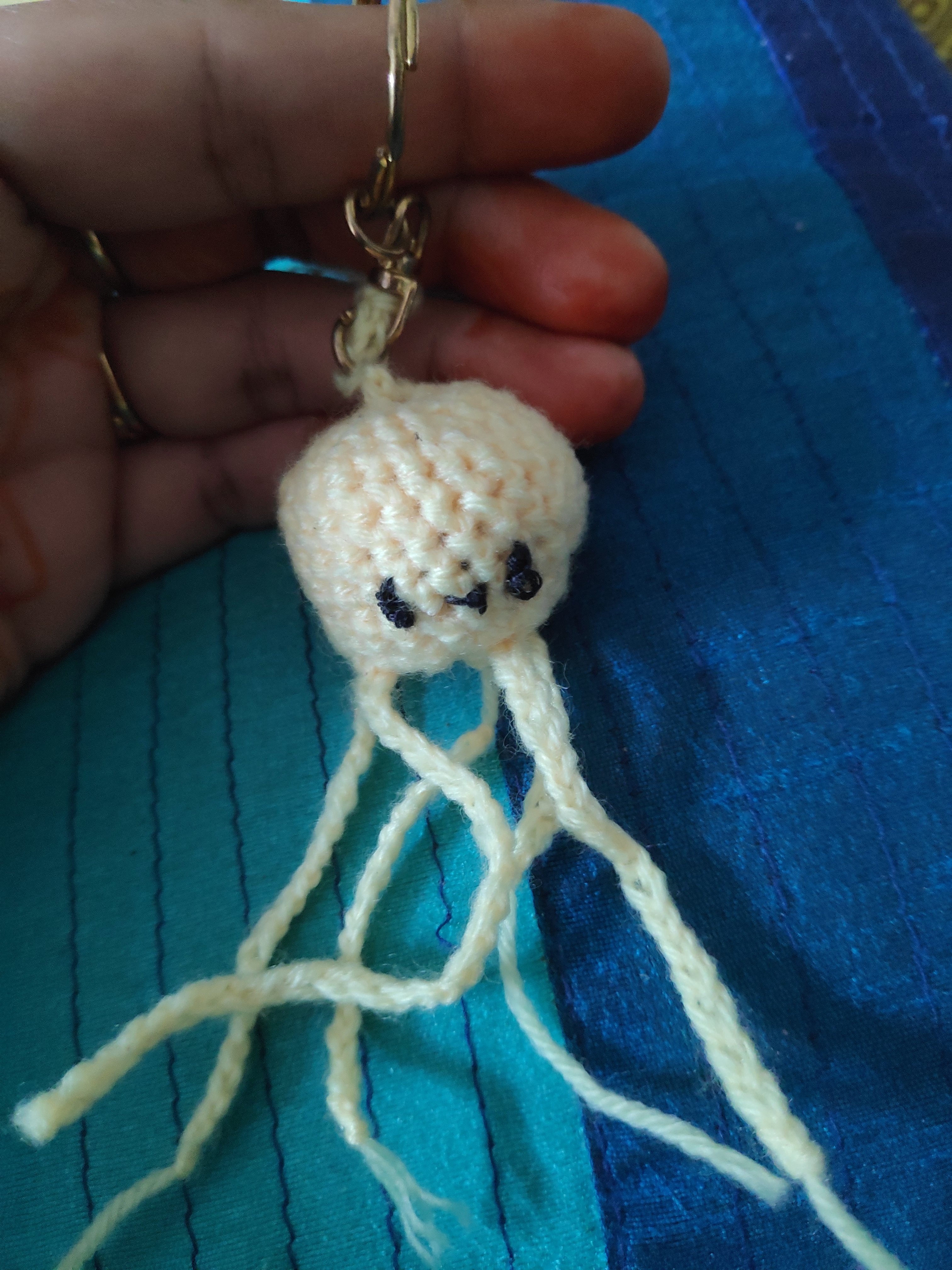 Jelly fish crochet keychain